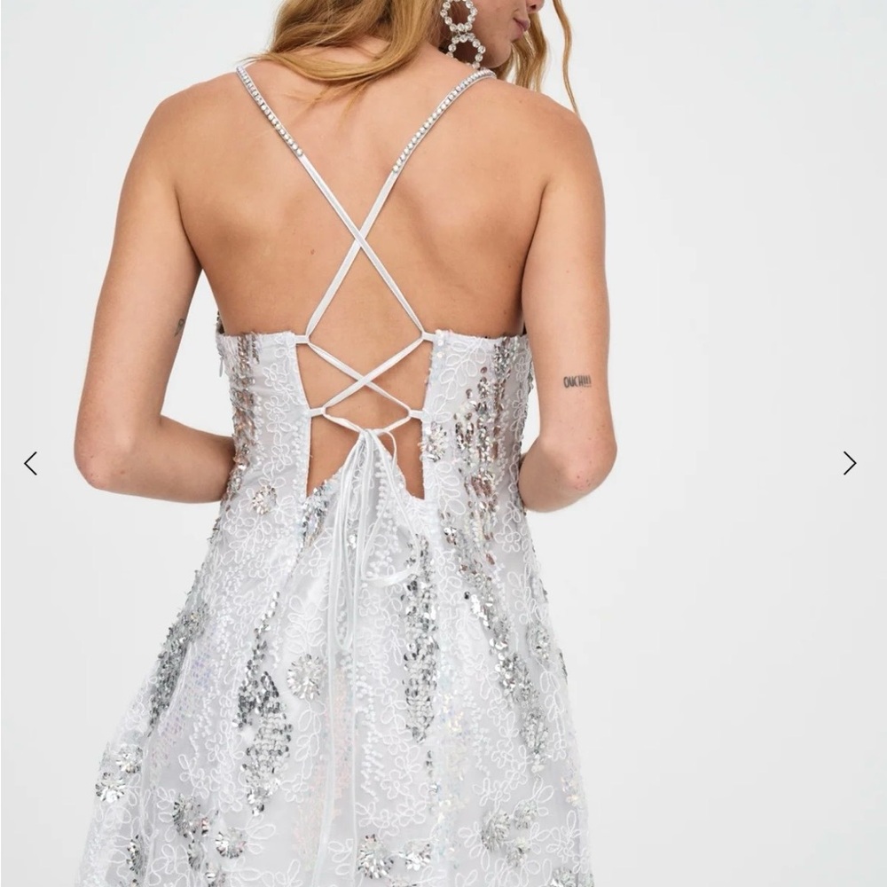 For Love & Lemons Silver Sequin Mini Dress - Picture 2 of 15